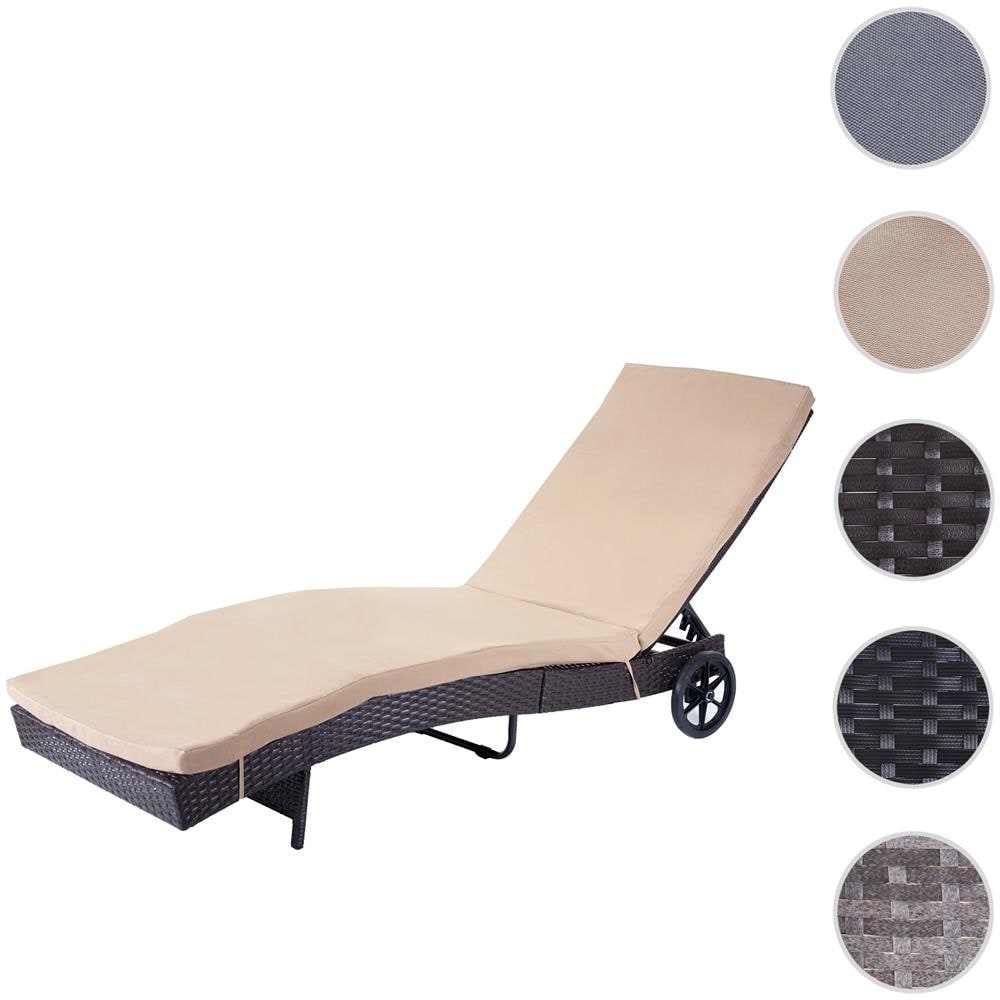 Lettino Da Esterno Polyrattan MCW-A51 Regolabile Basic Grigio Cuscino Grigio Scuro