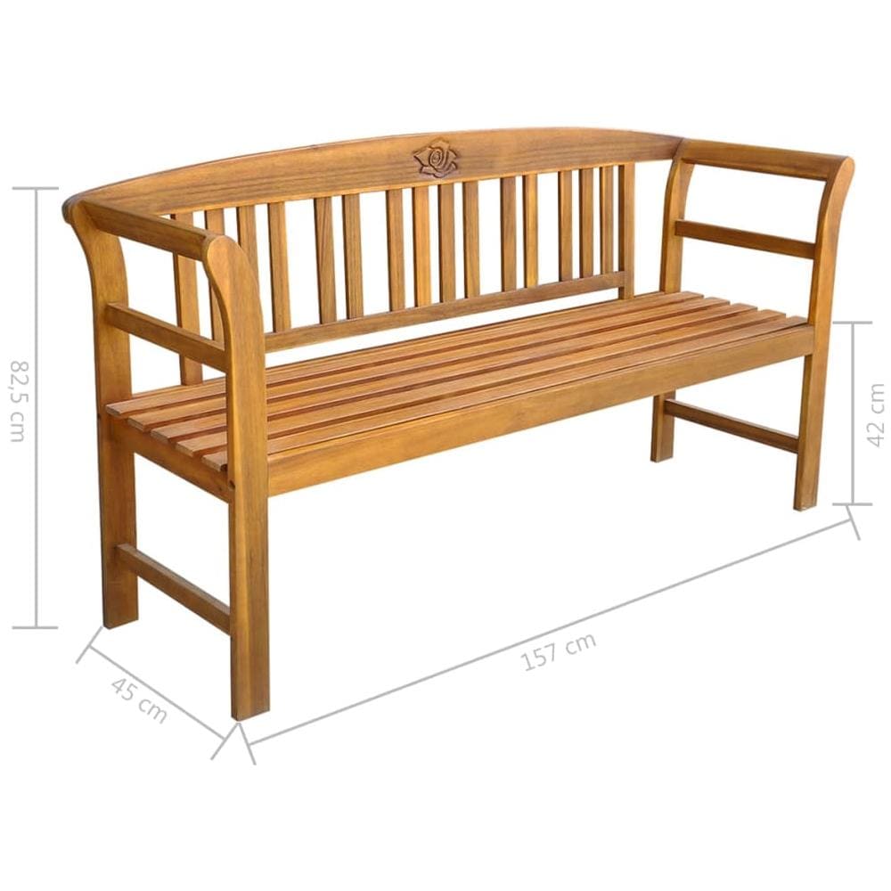 Panca da Giardino 157 cm in Legno Massello di Acacia - Foto 5