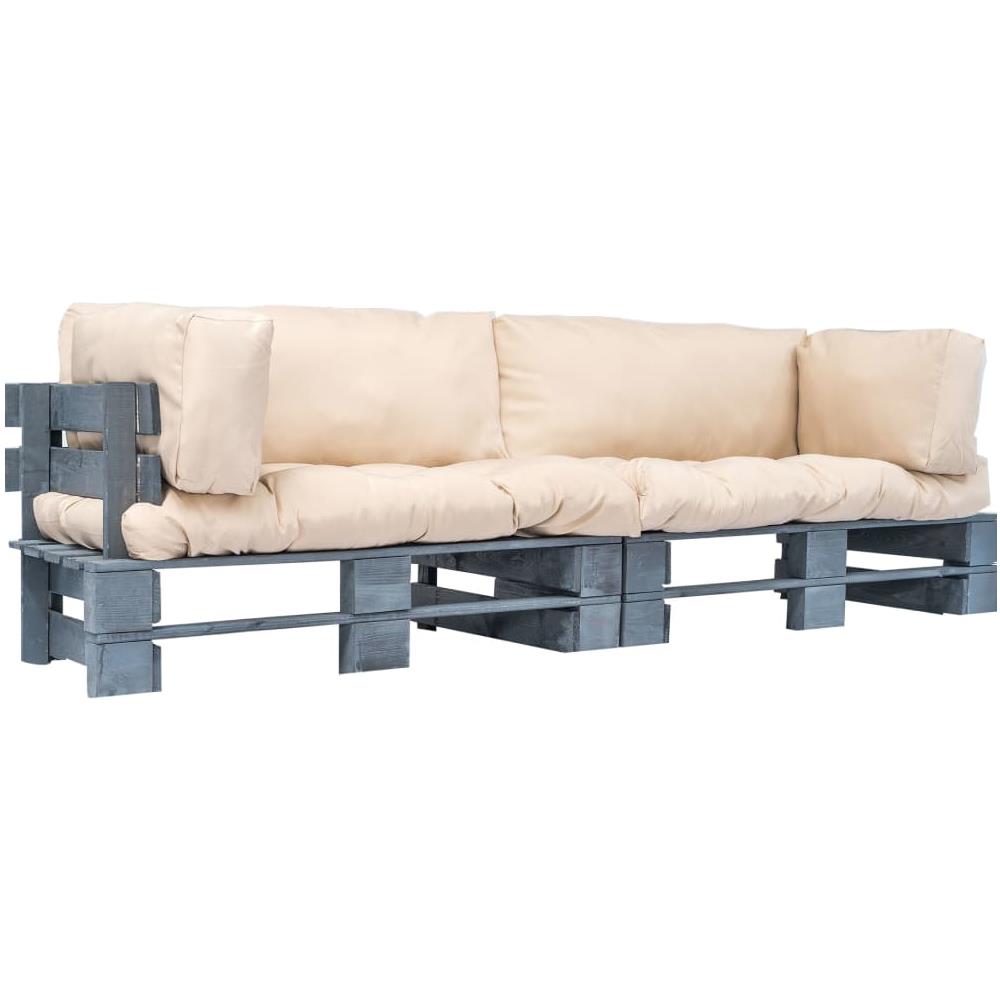 Divani Da Giardino Pallet 2 Pz Cuscini Sabbia Legno Di Pino Fsc - Foto 1