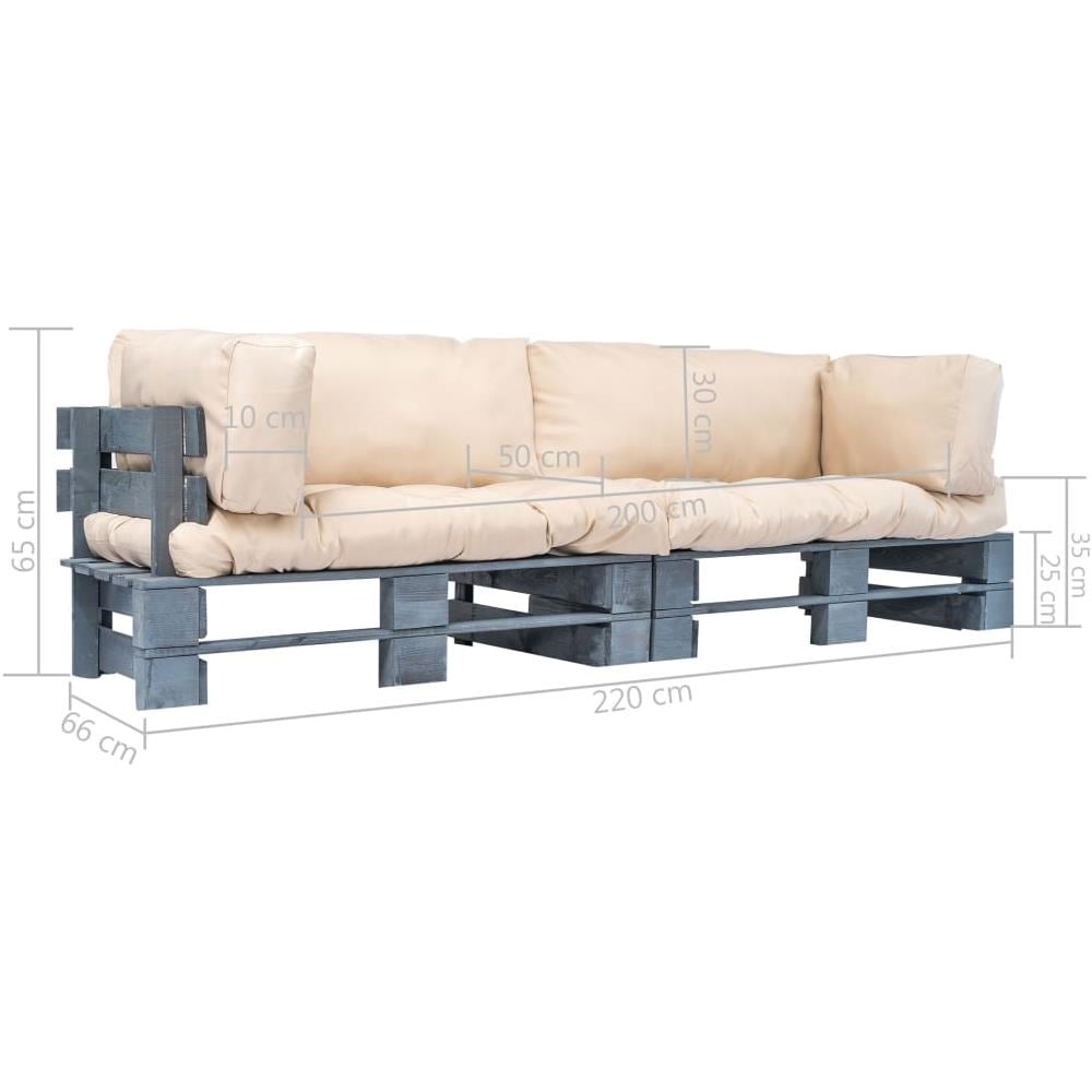 Divani Da Giardino Pallet 2 Pz Cuscini Sabbia Legno Di Pino Fsc - Foto 5