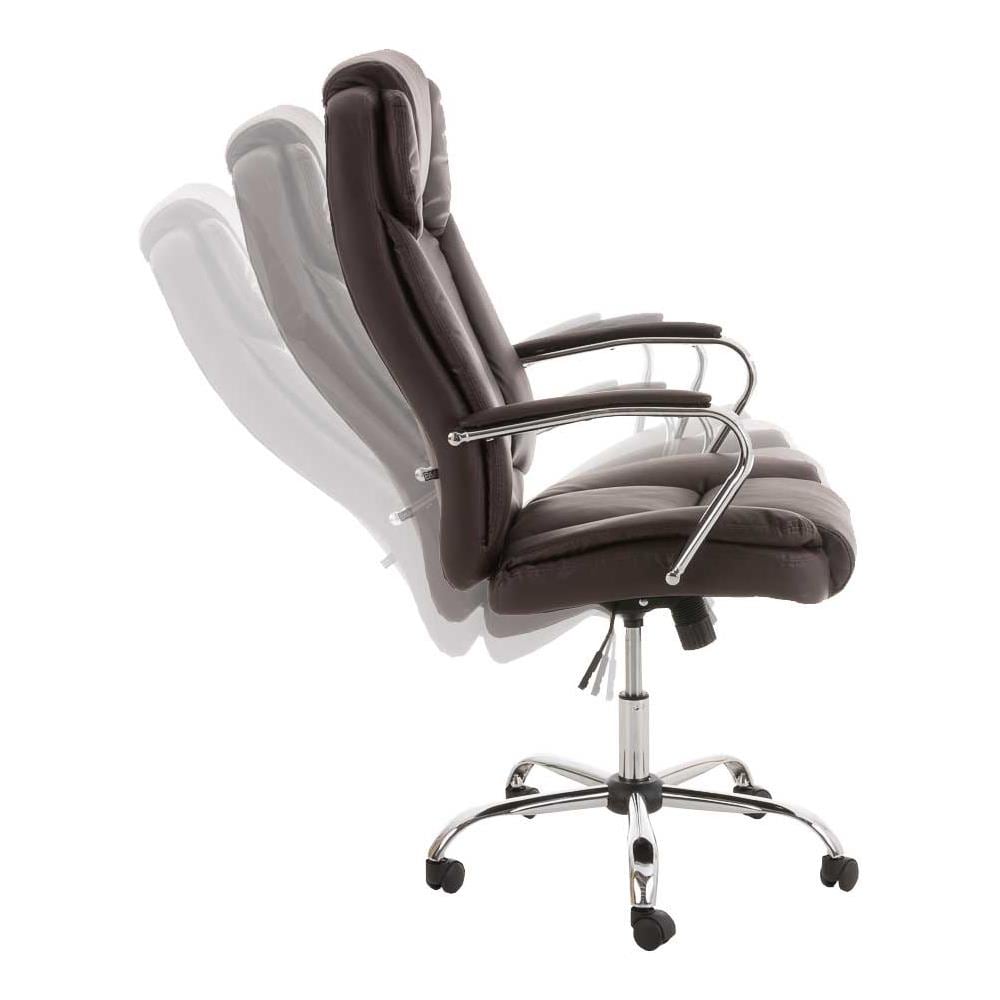 Sedia Ufficio Xanthos XXL in Similpelle - Poltrona Ergonomica Carico Max 210 kg - Sedia Studio Imbottita E Regolabile - Poltrona Pc Rinforzata Marrone - Foto 2