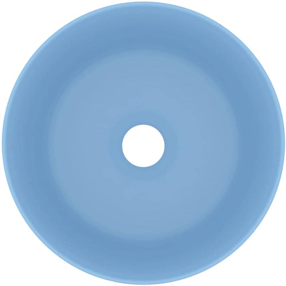 Lavandino Lusso Rotondo Azzurro Opaco 40x15 cm in Ceramica - Foto 2