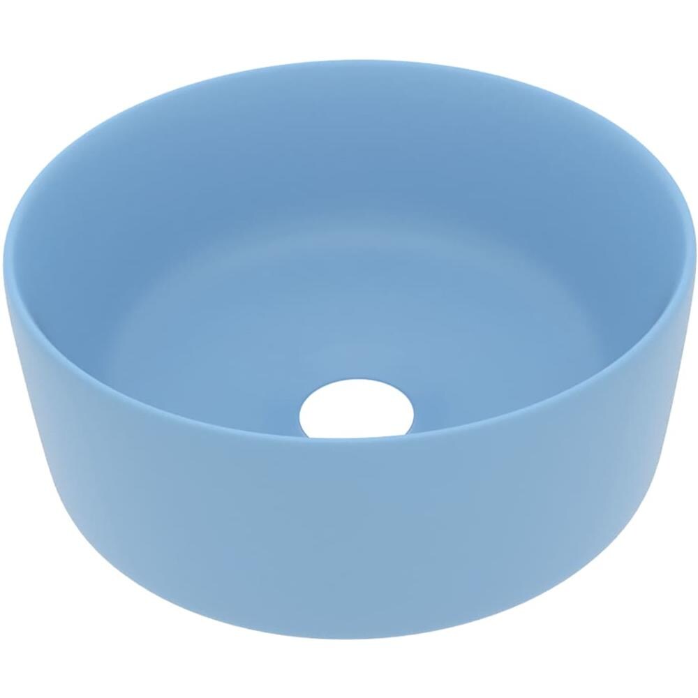 Lavandino Lusso Rotondo Azzurro Opaco 40x15 cm in Ceramica - Foto 1