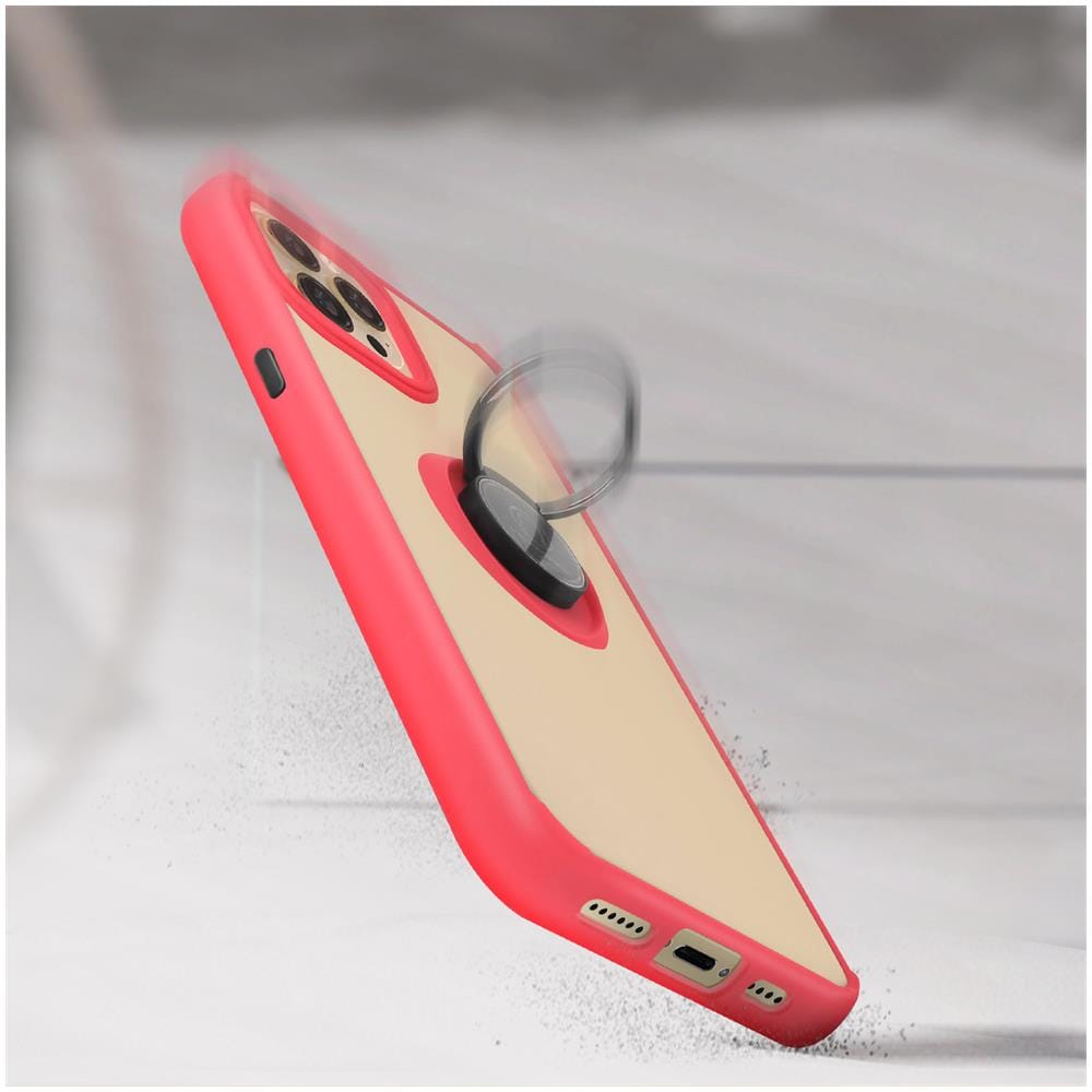 Cover Apple Iphone 13 Pro Max Bimateriale Anello Supporto Metallico Rossa - Foto 2