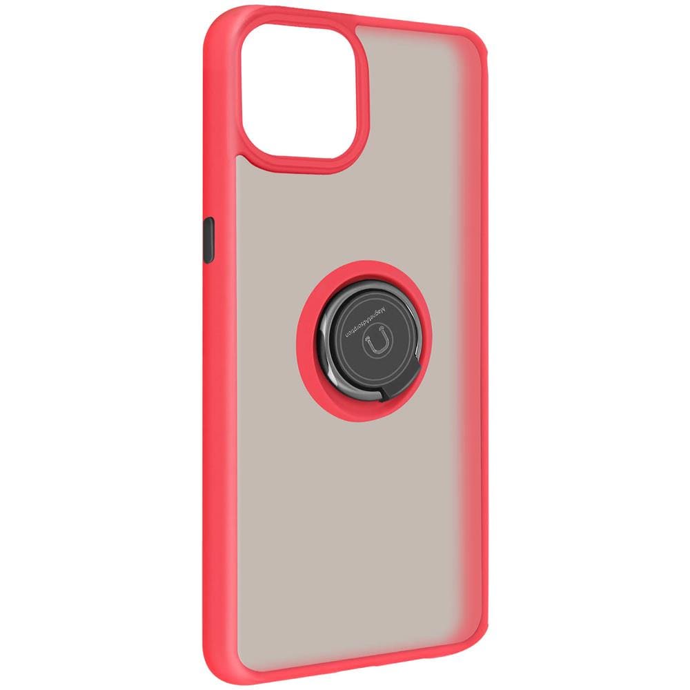 Cover Apple Iphone 13 Pro Max Bimateriale Anello Supporto Metallico Rossa - Foto 5