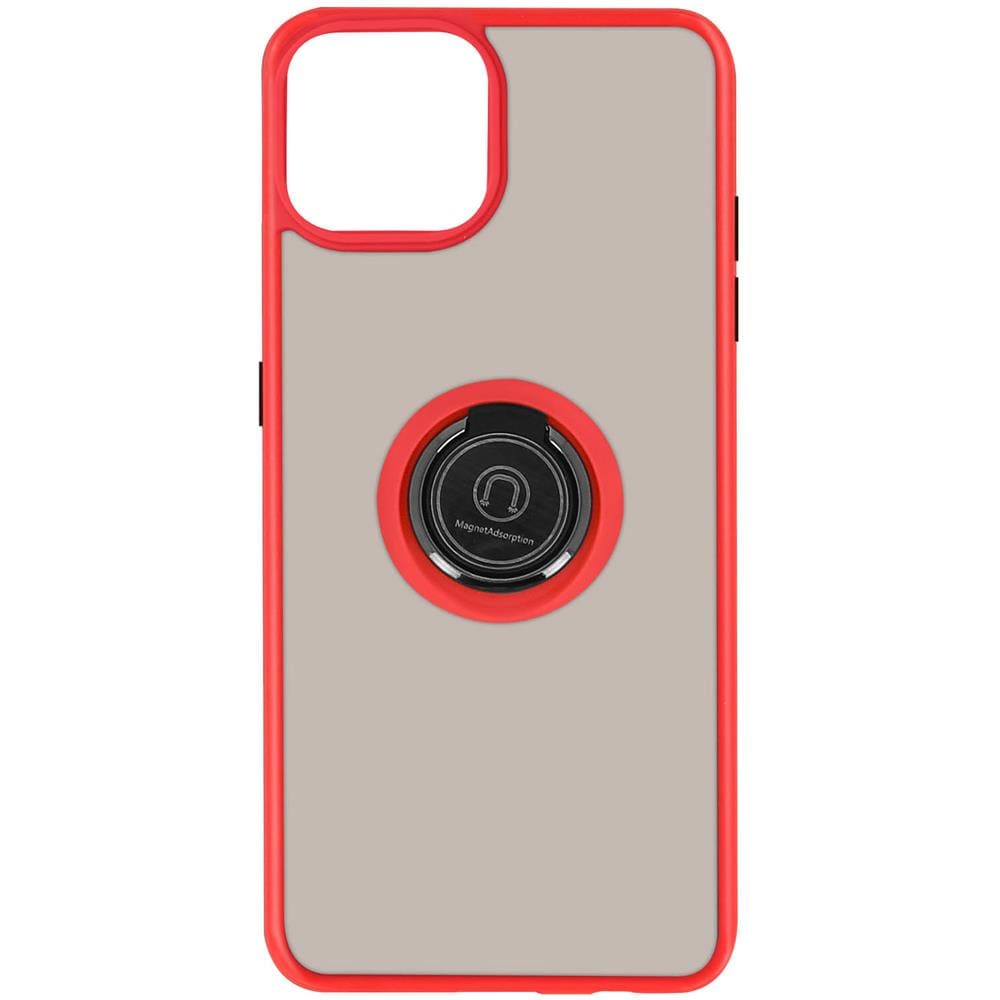 Cover Apple Iphone 13 Pro Max Bimateriale Anello Supporto Metallico Rossa - Foto 1