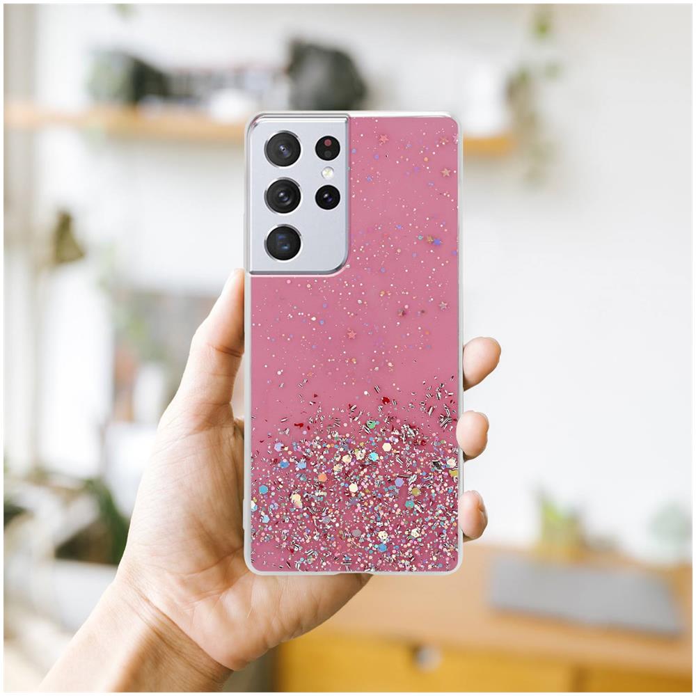 Custodia Compatibile Con Samsung Galaxy S21 Ultra In Rosa Con Glitter - Coperchio Protettivo In Silicone Tpu Flessibile Con Glitter Scintillanti - Foto 8