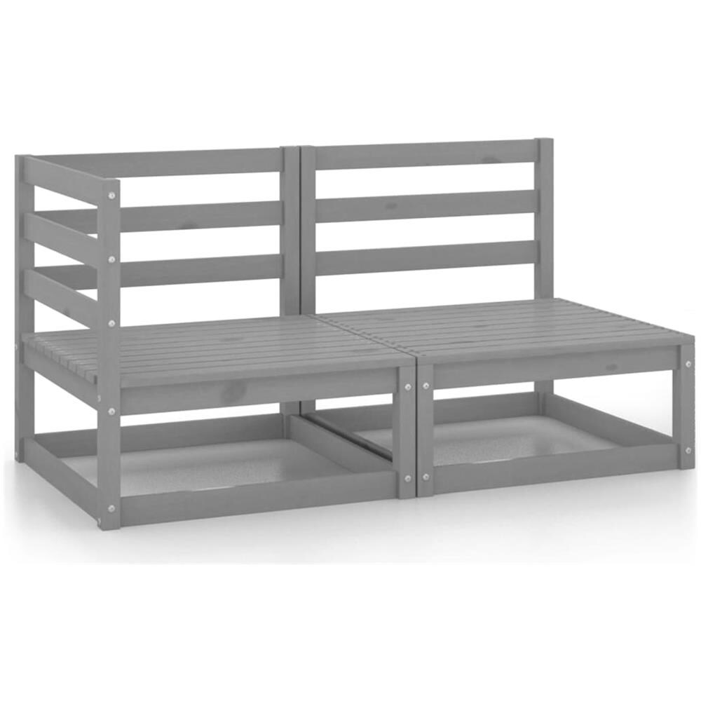 Set Divani da Giardino 2 pz Grigio in Legno Massello di Pino - Foto 1