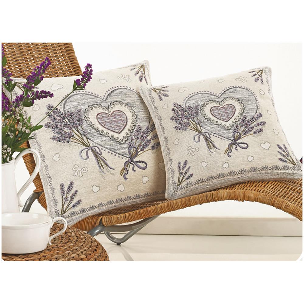 Federa Cuscino Arredo Casa Fodera Tessuto Cinigliato Fantasia Floreale Lavanda 50x50 Lavanda - Foto 1