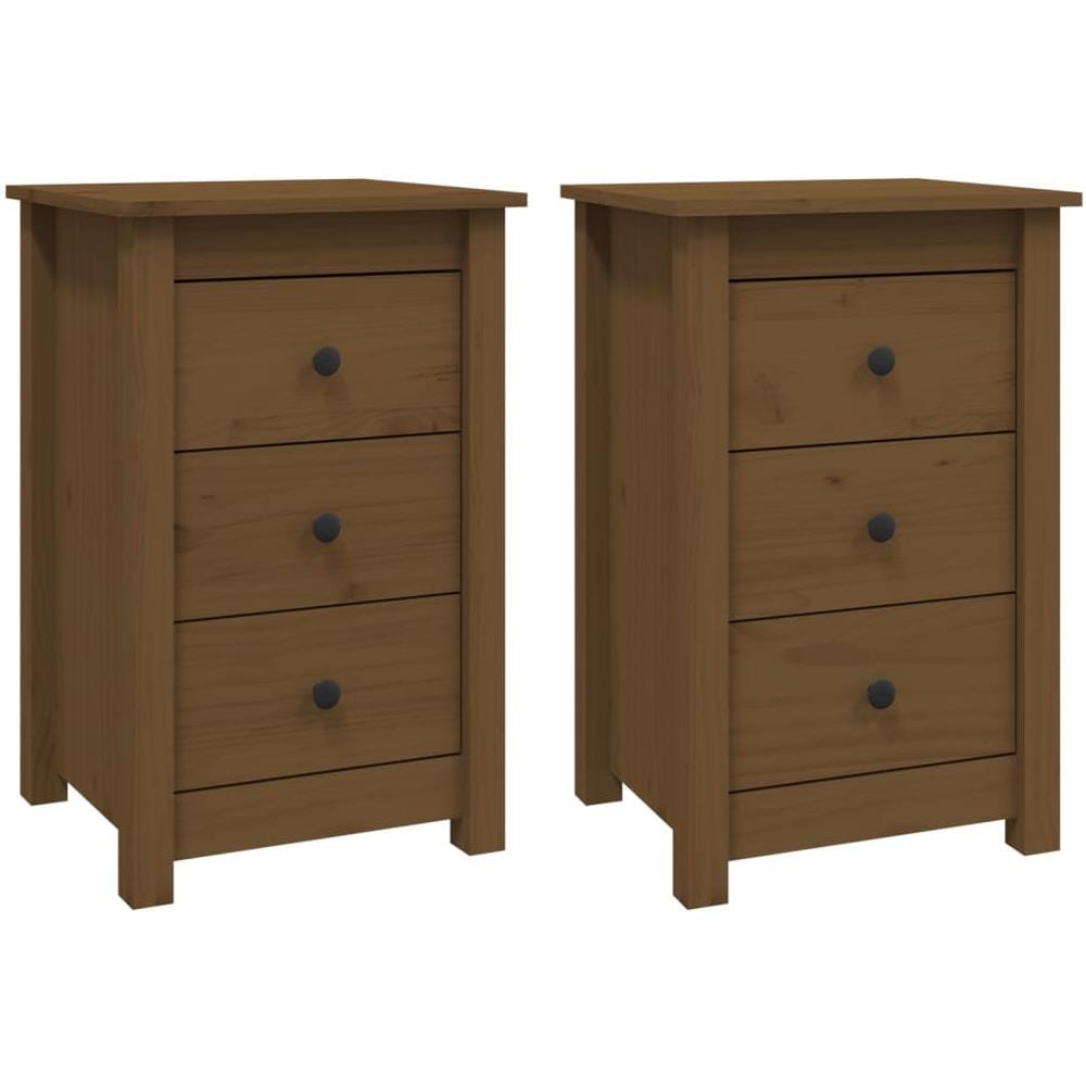 Comodini 2 Pz Miele 40x35x61,5 Cm In Legno Massello Di Pino - Foto 1