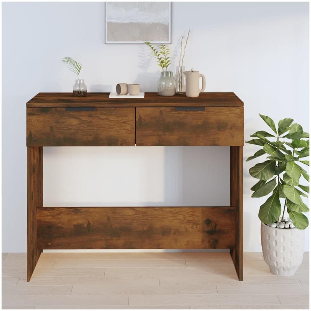 Tavolino Consolle Rovere Fumo 90x36x75 Cm In Legno Multistrato - Foto 3