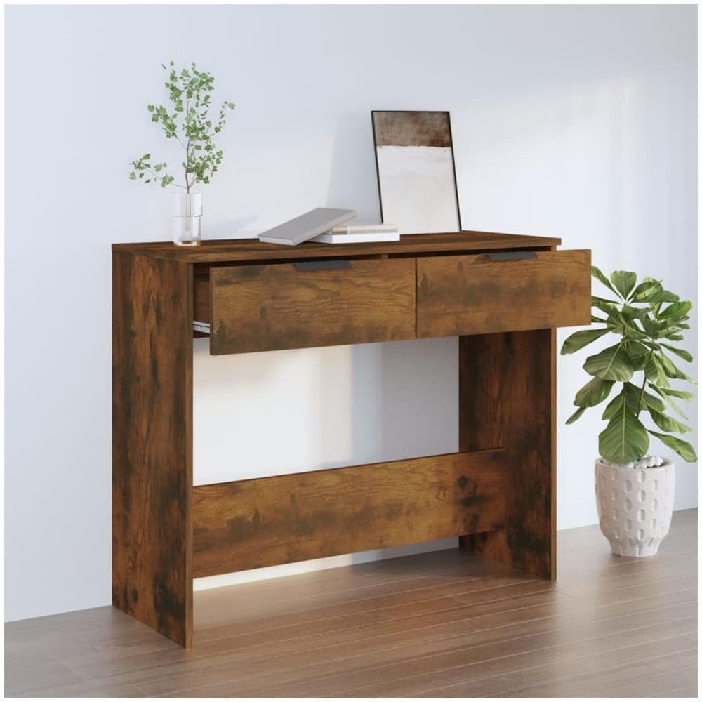 Tavolino Consolle Rovere Fumo 90x36x75 Cm In Legno Multistrato - Foto 1