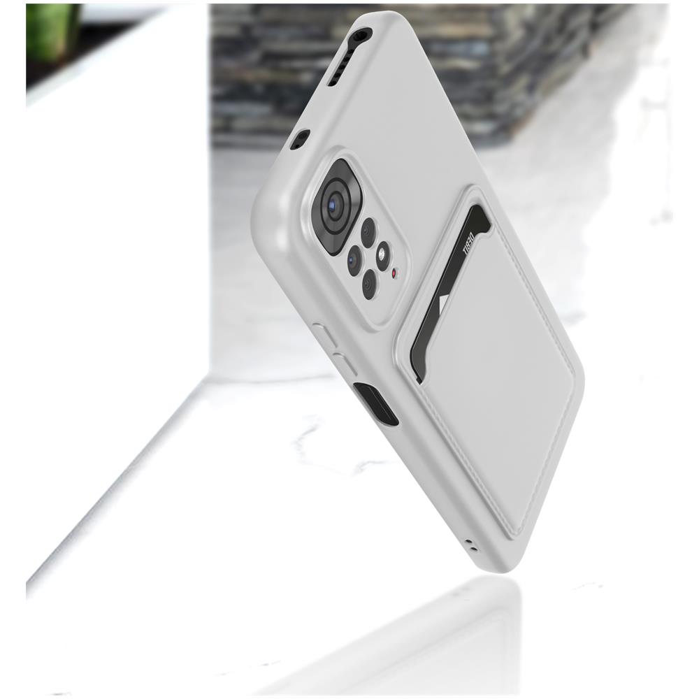 Cover Con Portacarte Per Redmi Note 11 / 11s In Silicone Flessibile Bianca - Foto 3
