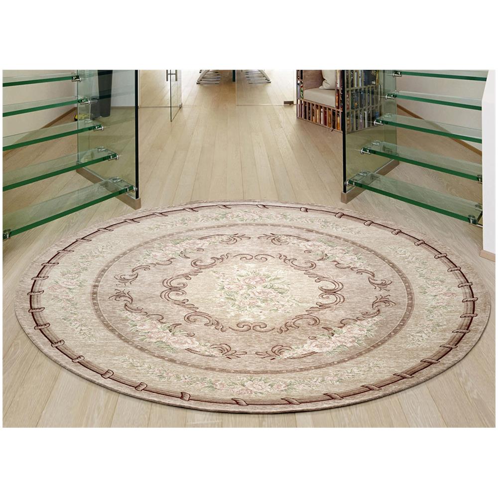 Tappeto Velour Antiscivolo Disegno Oper&agrave; By Suardi Rotondo diam. 200 Tortora - Foto 4