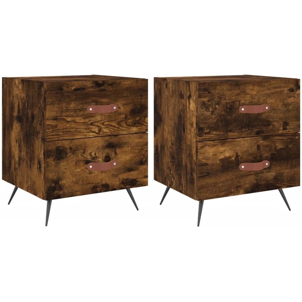 Comodini 2 Pz Rovere Fumo 40x35x47,5 Cm In Legno Multistrato - Foto 2
