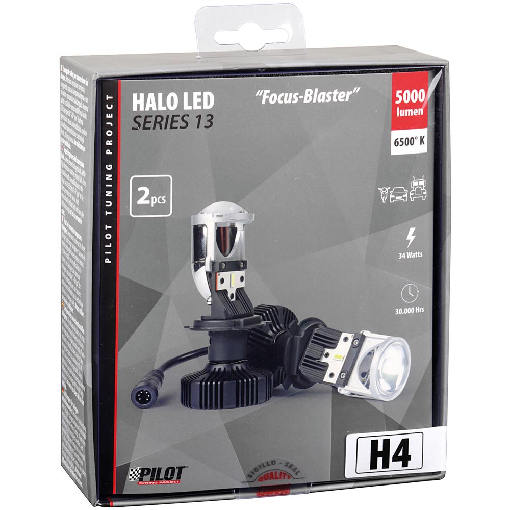 9/32v Halo Led Serie 13 Focus-blaster - (h4) - 34w - P43t - 2 Pz - Scatola - Foto 3