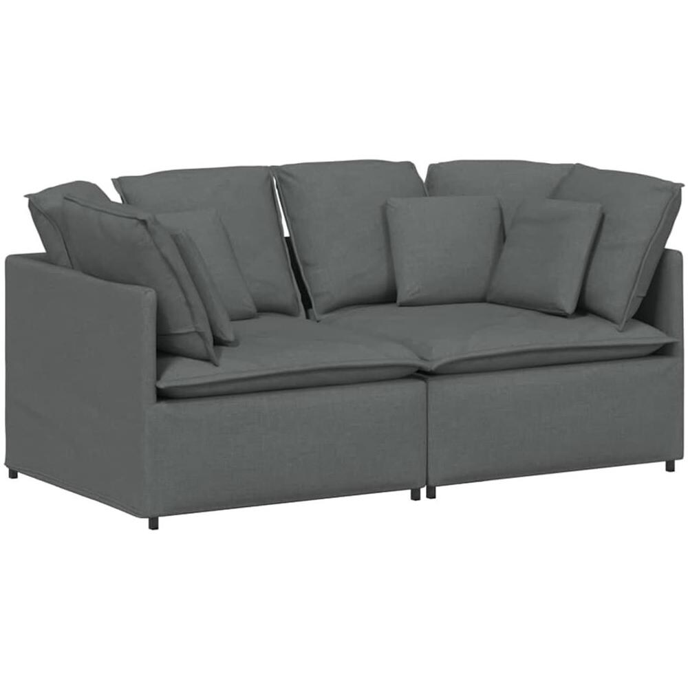 Divano Modulare con Cuscini in Tessuto Grigio Scuro - Foto 1