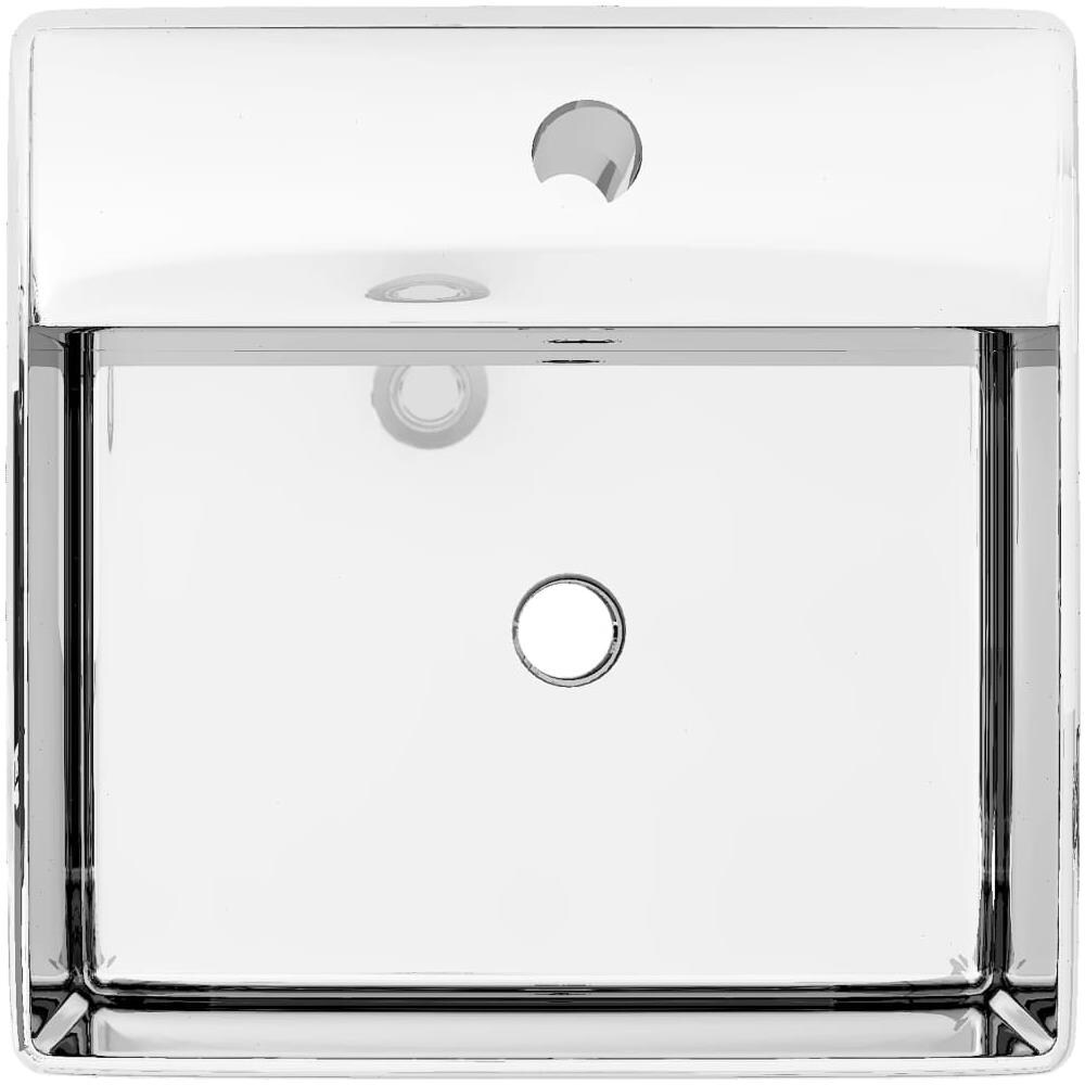 Lavandino Con Troppopieno 41x41x15 Cm In Ceramica Argento - Foto 2