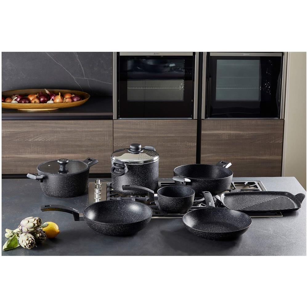 Tortiera Etnea, Alluminio Antiaderente Effetto Pietra, Nero, 28 Cm - Foto 2