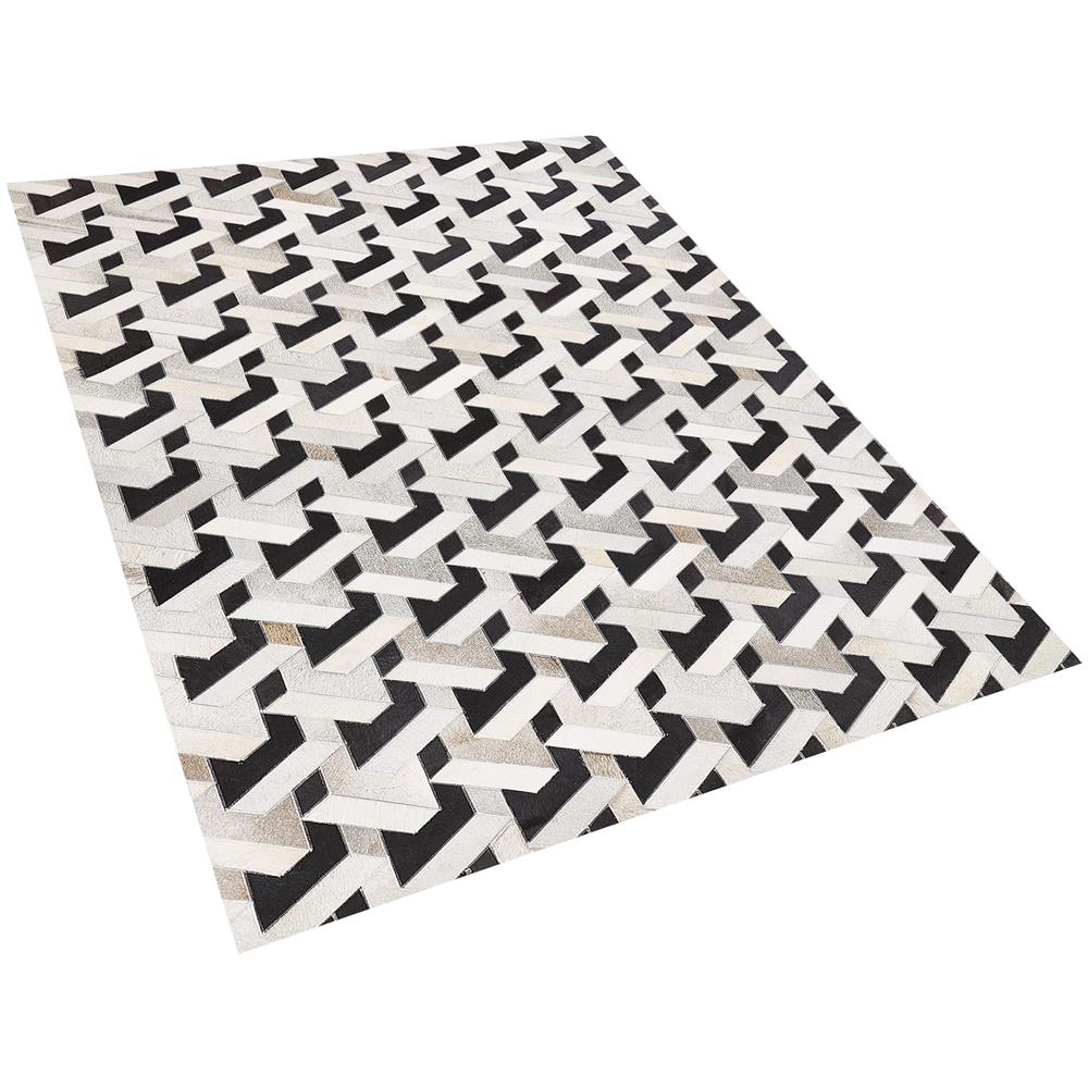 Tappeto In Pelle Nera E Grigia 160 X 230 Cm Narman - Foto 1
