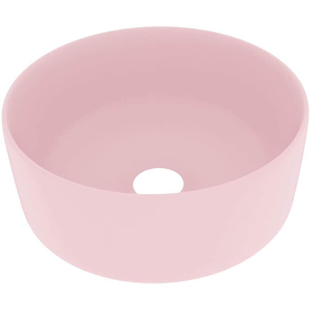 Lavandino Lusso Rotondo Rosa Opaco 40x15 cm in Ceramica - Foto 1