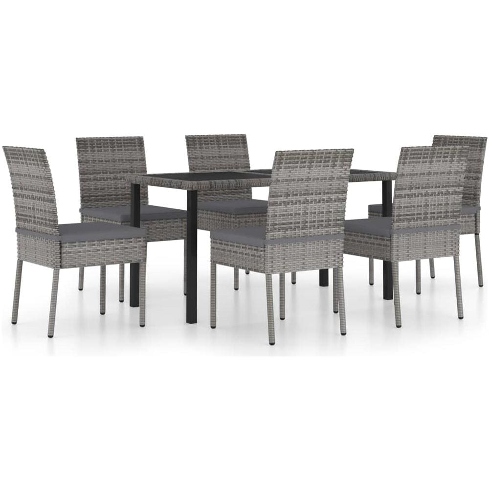 Set Da Pranzo Da Giardino 7 Pz In Polyrattan Grigio - Foto 1