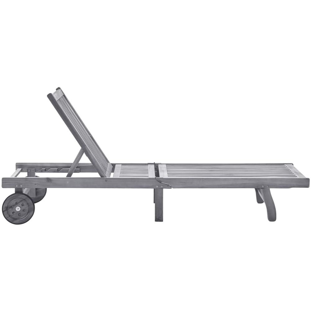 Sdraio da Giardino Grigia con Cuscino in Massello di Acacia - Foto 3