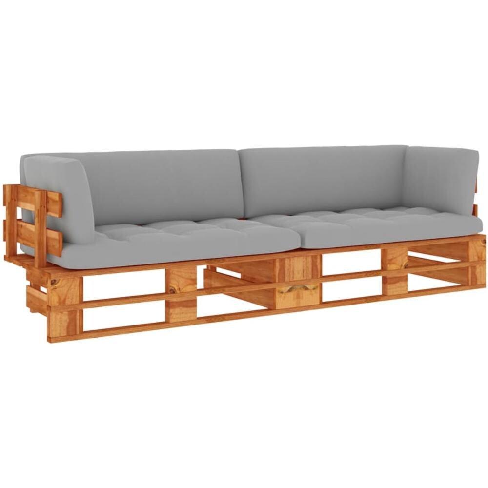 Divano 2 Posti a Pallet e Cuscini Pino Impregnato Marrone Miele - Foto 1