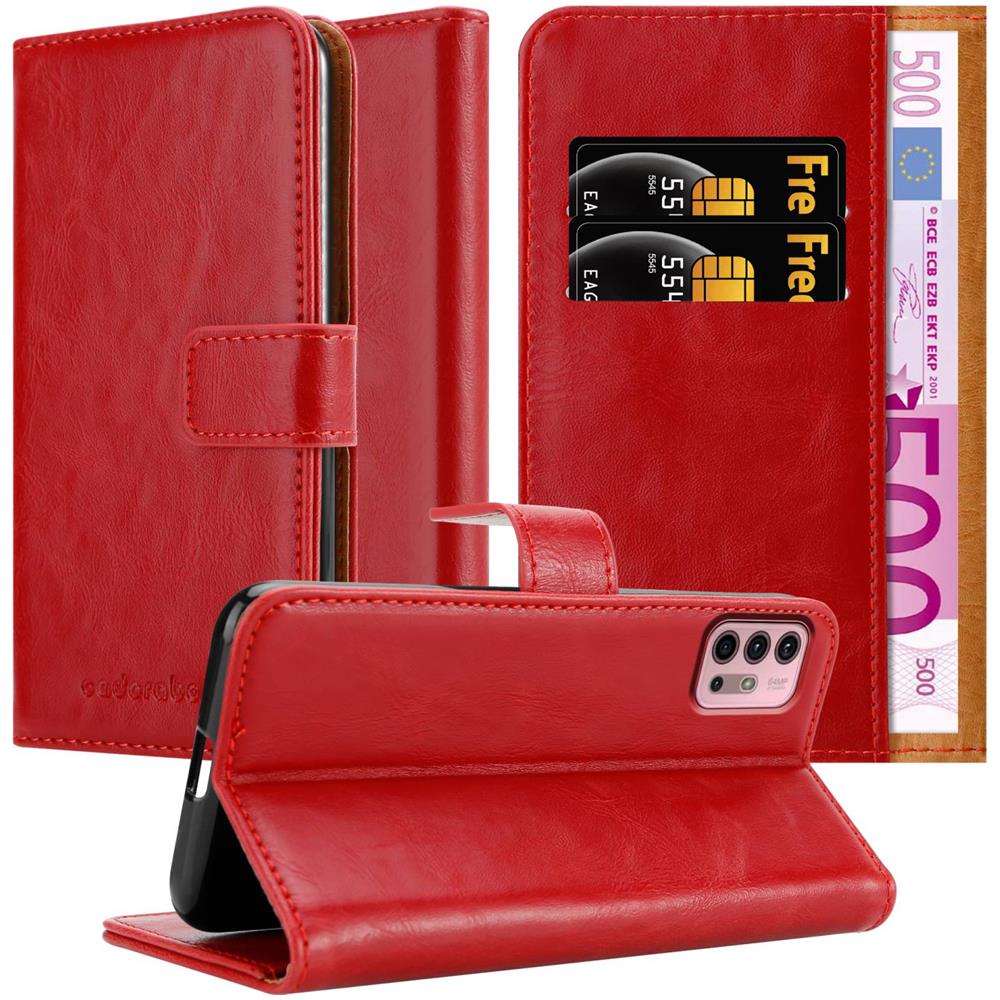 Custodia Compatibile Con Motorola Moto G10 / G30 In Rosso Vinaccia - Coperchio Protettiva Con Chiusura Magnetica, Funzione Stand E Tasca Per Le Carte - Foto 1
