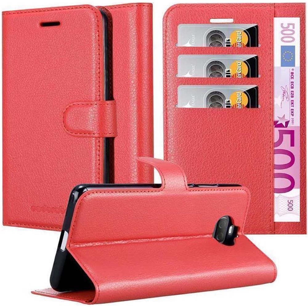 Cadorabo Custodia Compatibile Con Sony Xperia 10 In Rosso Carminio - Coperchio Protettiva Con Chiusura Magnetica, Funzione Stand E Tasca Per Le Carte - Foto 1