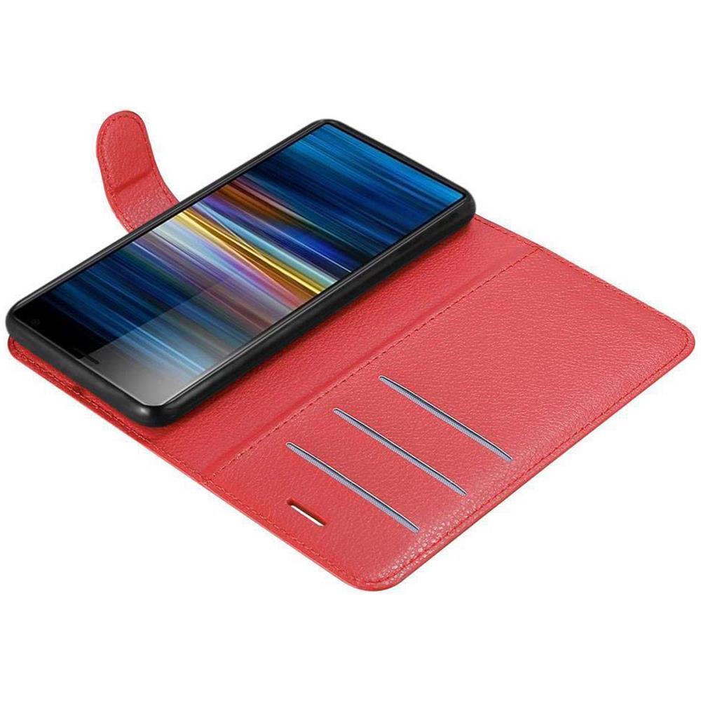 Cadorabo Custodia Compatibile Con Sony Xperia 10 In Rosso Carminio - Coperchio Protettiva Con Chiusura Magnetica, Funzione Stand E Tasca Per Le Carte - Foto 8