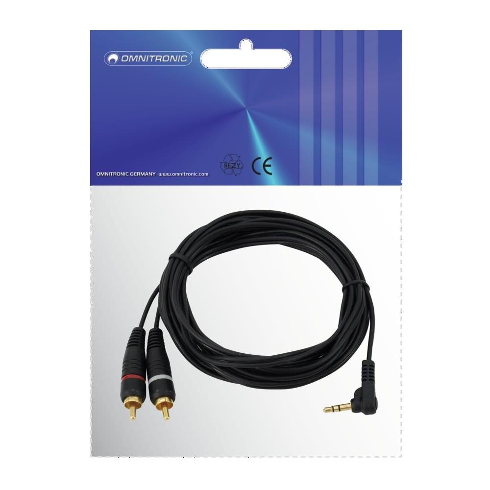 Cavo adattatore 3,5 Jack 90 / 2xrca 3m Bk - Foto 2