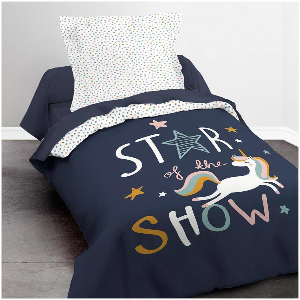 Kool - Biancheria Da Letto Per Bambina, 140 X 200 Cm, Double-face, Grigio Con Unicorno - Foto 2