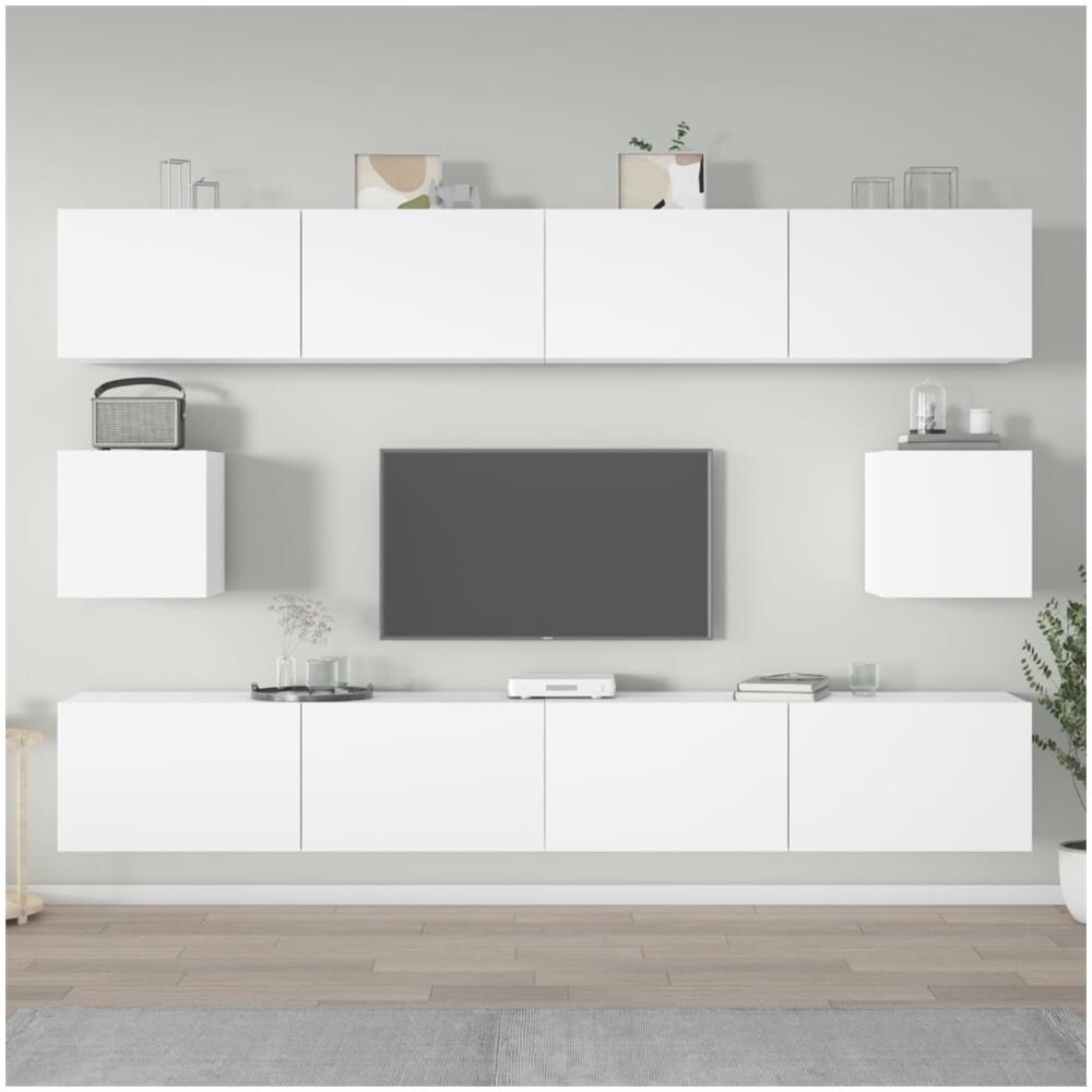 Set di Mobili Porta TV 6 pz Bianco in Legno Multistrato - Foto 1