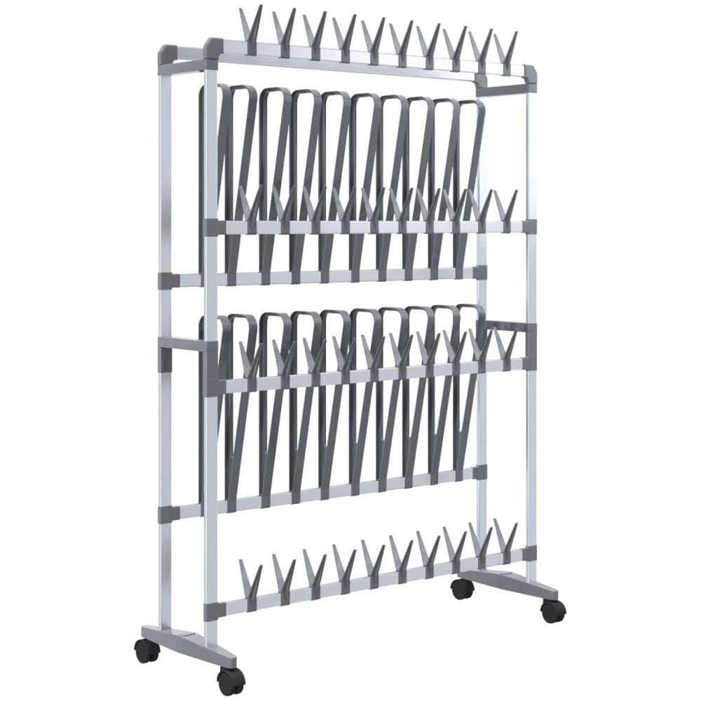 Scarpiera Con Ruote Argento 89x27x120 Cm - Foto 2