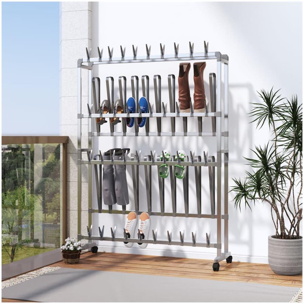 Scarpiera Con Ruote Argento 89x27x120 Cm - Foto 1