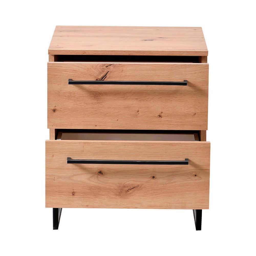 Comodino Moderno 2 Cassetti Colore Rovere Di Design Moderno Industrial Cm 45,5 X 35 X 54 H - Foto 2