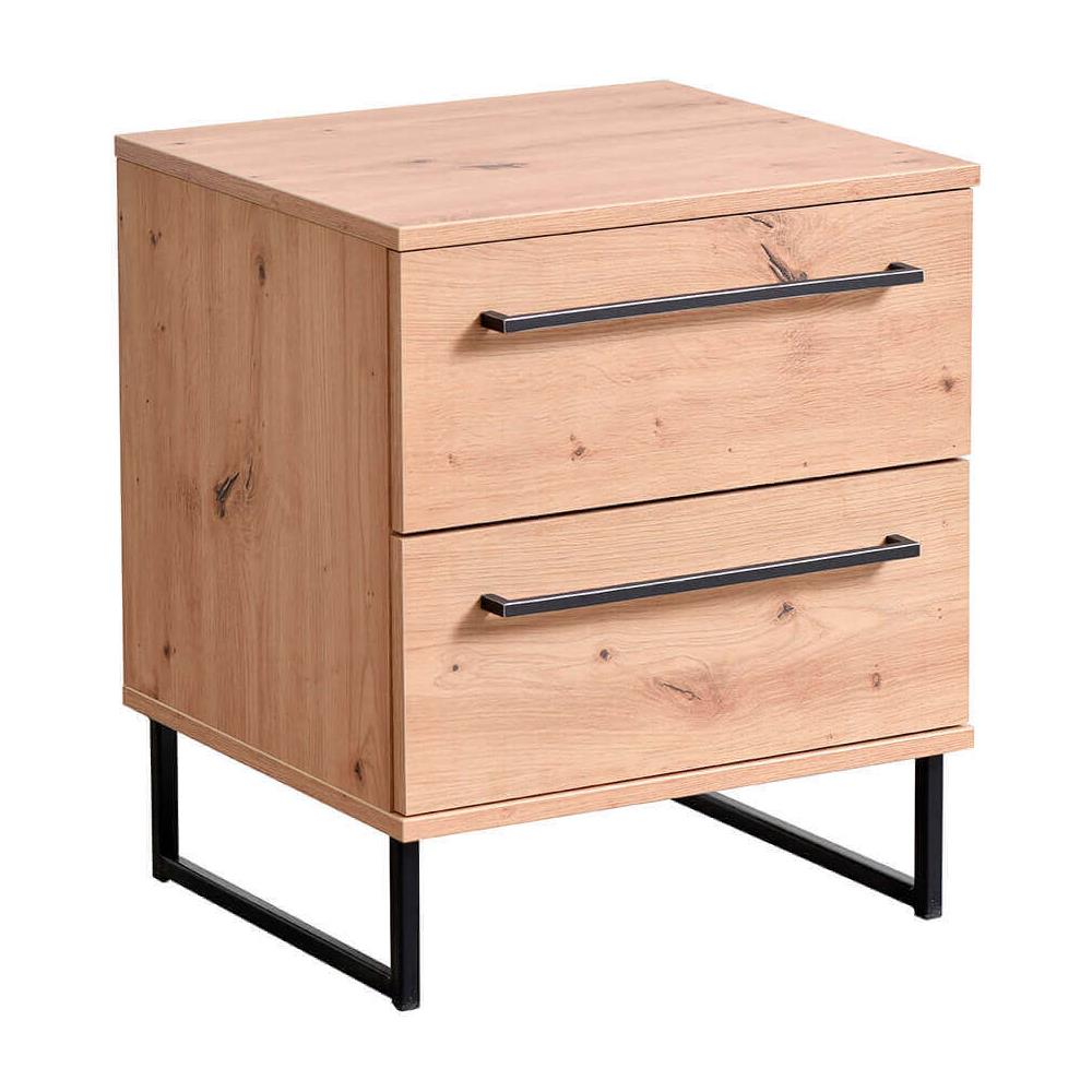 Comodino Moderno 2 Cassetti Colore Rovere Di Design Moderno Industrial Cm 45,5 X 35 X 54 H - Foto 1