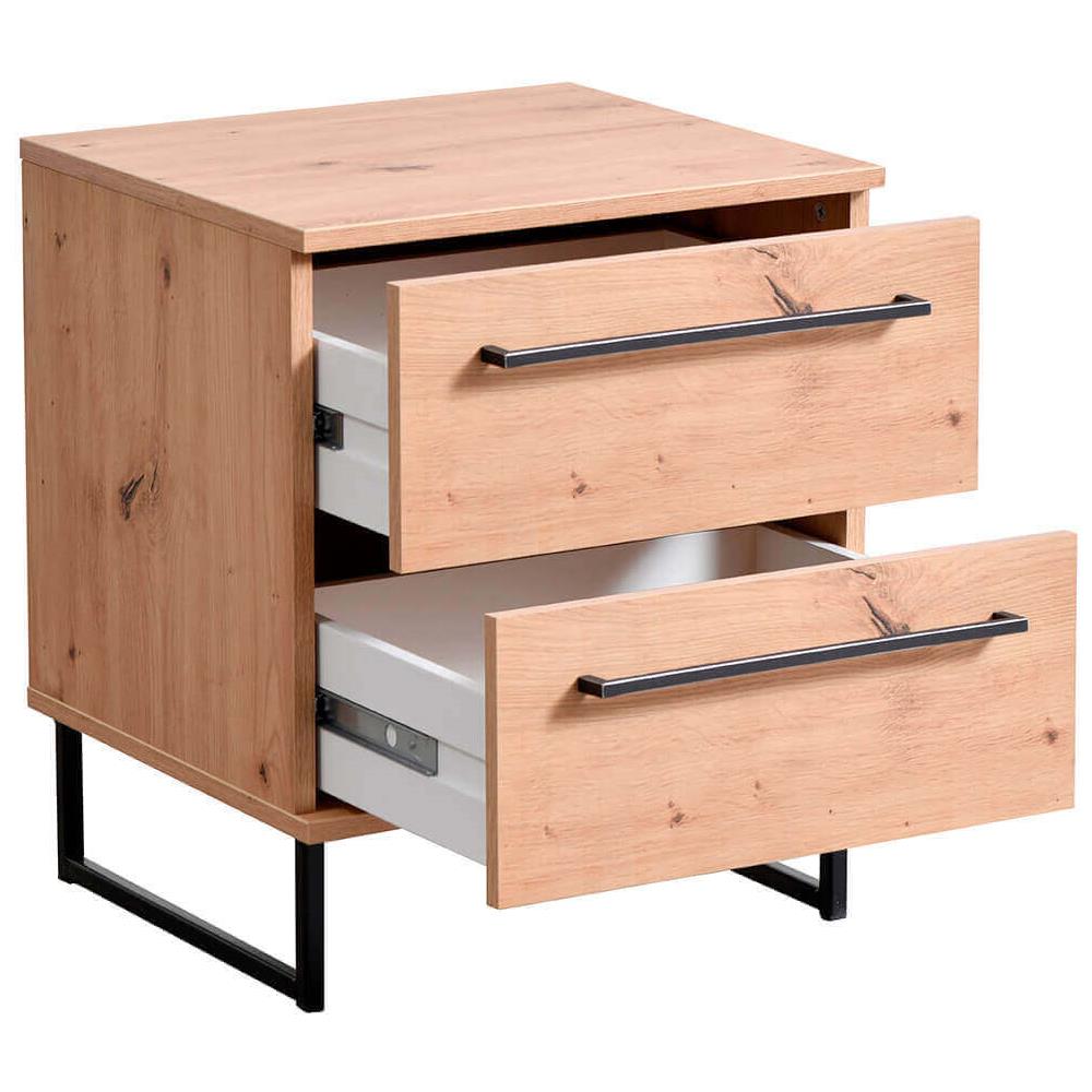 Comodino Moderno 2 Cassetti Colore Rovere Di Design Moderno Industrial Cm 45,5 X 35 X 54 H - Foto 4