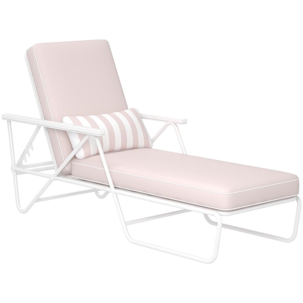 Connie Chaise Longue Da Esterno In Olefin Rosewater E Struttura In Acciaio Bianco - Foto 1
