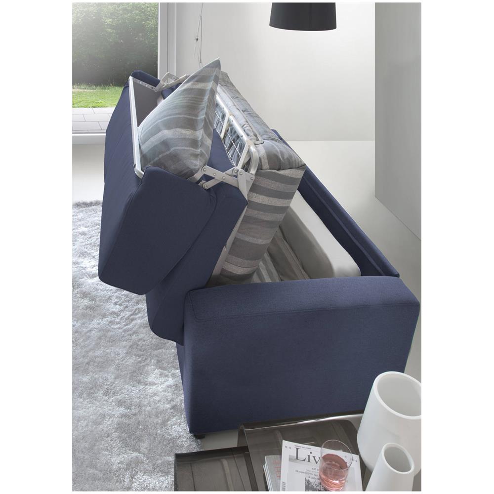 Divano Letto Alexis, Divano A 2 Posti Large, 100% Made In Italy, Sofà Soggiorno Con Apertura Girevole, In Tessuto Imbottito, Con Braccioli Standard, Cm 200x95h90, Blu - Foto 4
