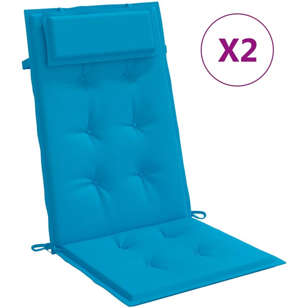 Cuscini Sedia Con Schienale Alto 2 Pz Blu Chiaro Tessuto Oxford - Foto 2