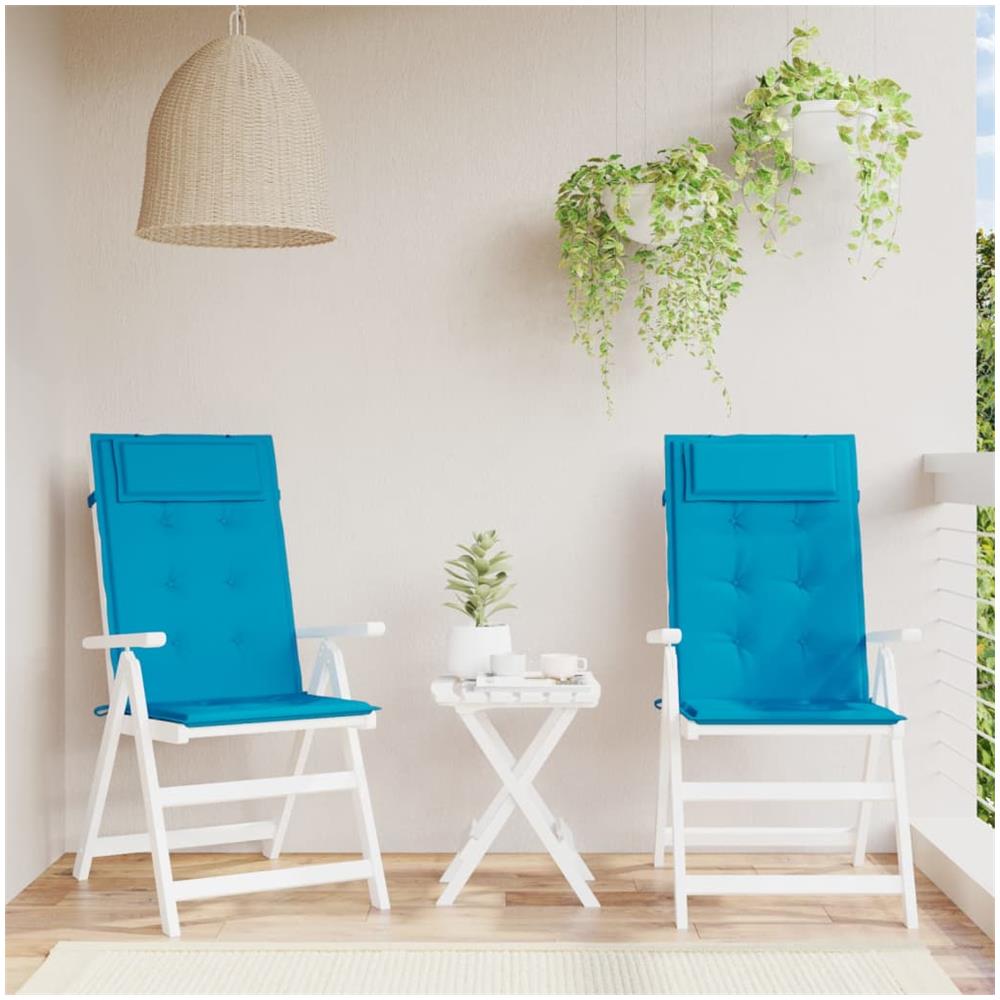 Cuscini Sedia Con Schienale Alto 2 Pz Blu Chiaro Tessuto Oxford - Foto 1