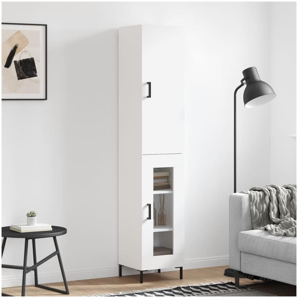Credenza Bianca 34,5x34x180 Cm In Legno Multistrato - Foto 1