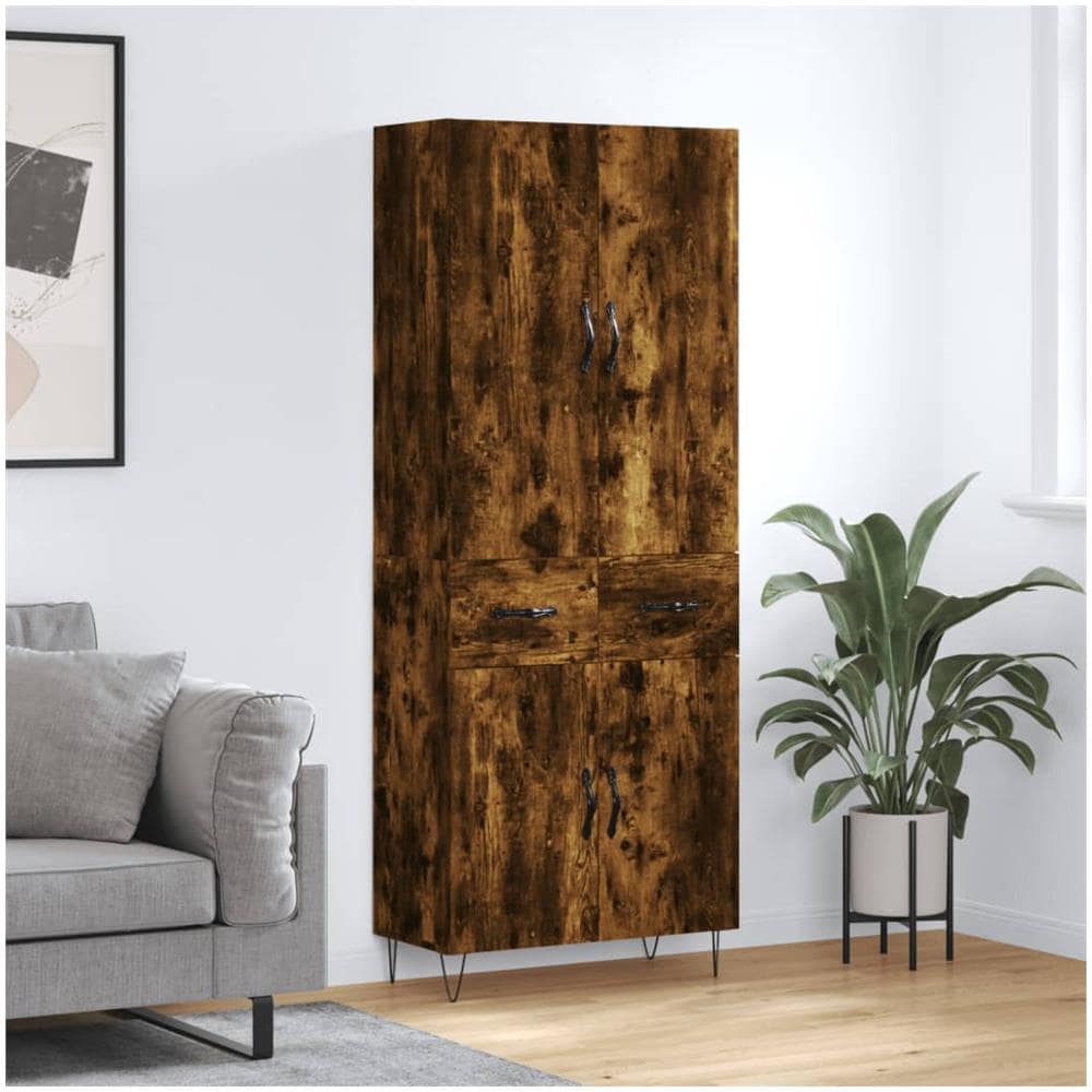 Credenza Rovere Fumo 69,5x34x180 Cm In Legno Multistrato - Foto 1