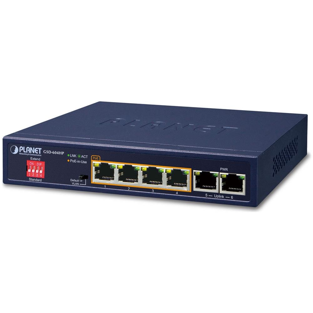 GSD-604HP switch di rete Non gestito Gigabit Ethernet (10/100/1000) Supporto Power over Ethernet (PoE) Blu - Foto 1