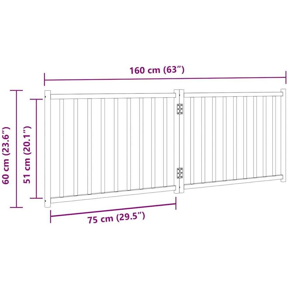 Cancello Cani Pieghevole 2 Pannelli Bianco 160cm Massello Abete - Foto 9