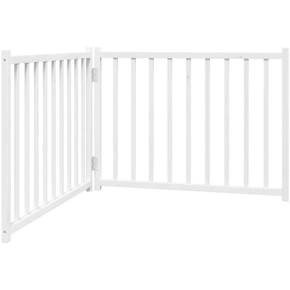 Cancello Cani Pieghevole 2 Pannelli Bianco 160cm Massello Abete - Foto 1