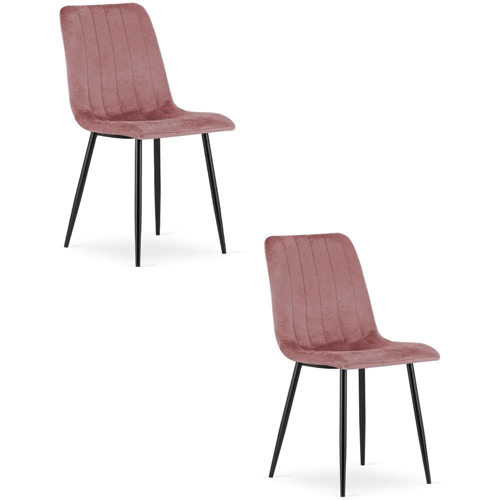 Sedia imbottita in velluto rosa JEWA - Elegante soggiorno e sala da pranzo x 2 - Foto 1