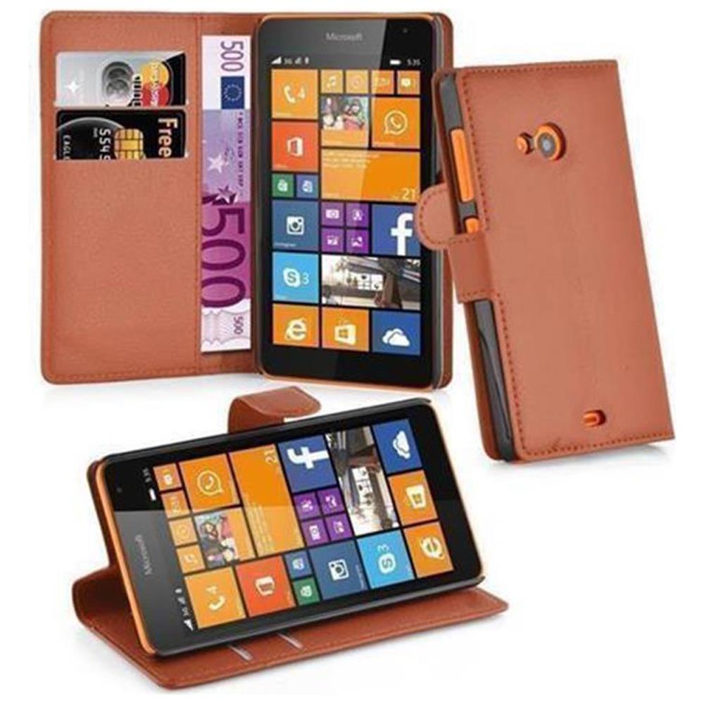 Cadorabo Custodia Compatibile Con Nokia Lumia 535 In Marrone Pastello - Coperchio Protettiva Con Chiusura Magnetica, Funzione Stand E Tasca Per Le Carte - Foto 1